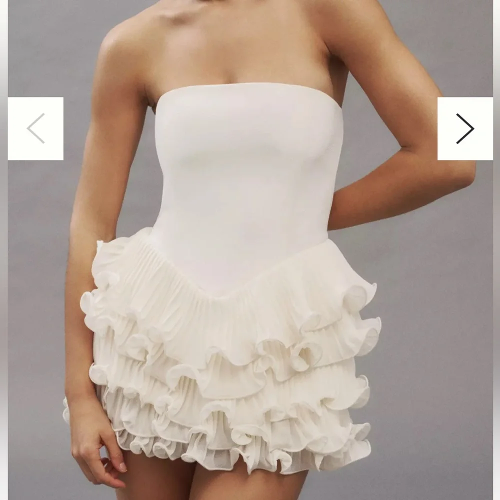 Delfi Collective Sorella Strapless Basque-Waist Ruffle-Hem Mini Dress - Picture 1 of 8